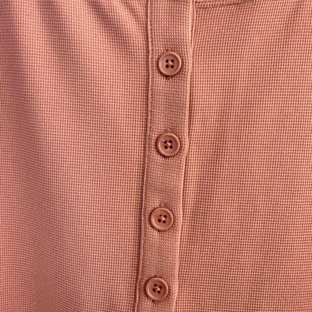 NWT Halara Waffle Knit Henley Top L Oversized Dusty Rose Athleisure Lounge - Picture 4 of 8